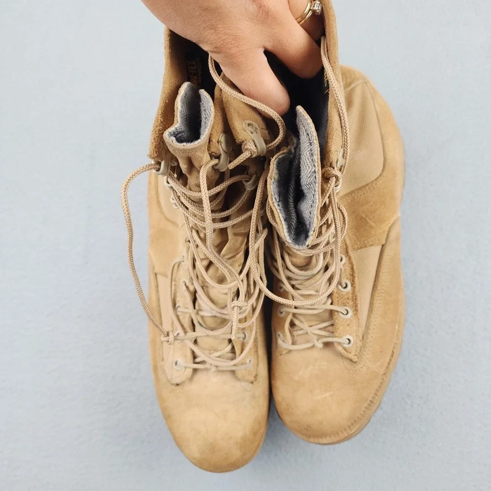 Belleville 750 Boots Mens Size 9R Beige Suede Gore-Tex Army Combat Vibram USA